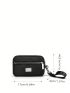 Mini Phone Wallet Black Metal Decor With Zipper For Daily