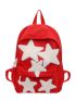 Star Decor Classic Backpack Red Fashionable Adjustable Strap For Daily