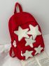 Star Decor Classic Backpack Red Fashionable Adjustable Strap For Daily