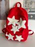 Star Decor Classic Backpack Red Fashionable Adjustable Strap For Daily