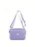 Mini Square Bag Metal Decor Nylon With Zipper