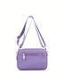 Mini Square Bag Metal Decor Nylon With Zipper