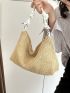 Medium Straw Bag With Zipper For Vacation