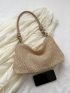 Medium Straw Bag With Zipper For Vacation