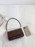 Small Flap Square Bag Crocodile Embossed Minimalist