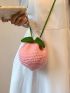 Mini Novelty Bag Peach Design Colorblock Drawstring Design