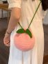 Mini Novelty Bag Peach Design Colorblock Drawstring Design