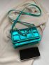 Mini Flap Square Bag Geometric Embossed Metallic Funky