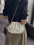 Medium Satchel Bag Ruched Detail Pearl Decor Kiss Lock