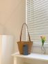 Medium Straw Bag Paper Double Handle Solid Color