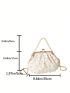 Medium Satchel Bag Ruched Detail Pearl Decor Kiss Lock