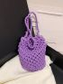 Mini Crochet Bag Hollow Out Purple For Vacation