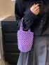 Mini Crochet Bag Hollow Out Purple For Vacation