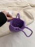 Mini Crochet Bag Hollow Out Purple For Vacation