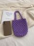 Mini Crochet Bag Hollow Out Purple For Vacation