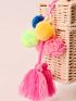 Multi-Color Bag Charm Pom Pom & Tassel Decor For Summer Travel Holiday Beach Bag Ornament