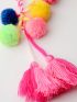 Multi-Color Bag Charm Pom Pom & Tassel Decor For Summer Travel Holiday Beach Bag Ornament