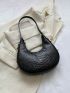 Small Hobo Bag Crocodile Embossed Fashion Style