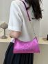 Small Funky Style Baguette Bag Crocodile Embossed Chain Strap