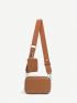 Brown Square Bag Minimalist Adjustable Strap With Coin Purse