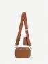 Brown Square Bag Minimalist Adjustable Strap With Coin Purse