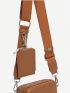 Brown Square Bag Minimalist Adjustable Strap With Coin Purse