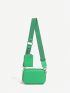 Green Square Bag Minimalist Adjustable Strap With Coin Purse