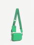 Green Square Bag Minimalist Adjustable Strap With Coin Purse