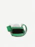 Green Square Bag Minimalist Adjustable Strap With Coin Purse