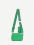 Green Square Bag Minimalist Adjustable Strap With Coin Purse