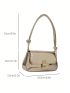 Small Shoulder Bag Solid Color Twist Lock Flap Funky Style