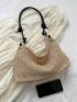 Medium Straw Bag Khaki With Zipper For Vacation