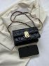 Mini Square Bag Twist Lock Chain PU