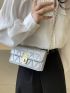 Mini Square Bag Silver Twist Lock PU