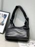 Minimalist Hobo Bag Black Medium PU