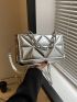 Mini Square Bag Funky Metallic Silver Chain Decor PU