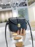 Mini Square Bag Litchi Embossed Push Lock Flap PU