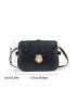 Mini Square Bag Litchi Embossed Push Lock Flap PU