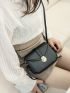 Mini Square Bag Litchi Embossed Push Lock Flap PU