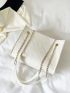 Geometric Pattern Square Bag White Chain Strap