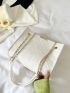 Geometric Pattern Square Bag White Chain Strap