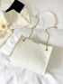 Geometric Pattern Square Bag White Chain Strap