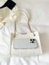 Geometric Pattern Square Bag White Chain Strap