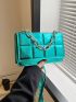 Mini Square Bag Funky Metallic Blue Chain Decor PU