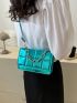 Mini Square Bag Funky Metallic Blue Chain Decor PU