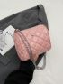 Mini Square Bag Quilted Metal Decor Chain Strap Baby Pink Fashionable