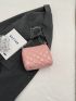 Mini Square Bag Quilted Metal Decor Chain Strap Baby Pink Fashionable