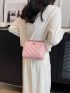 Mini Square Bag Quilted Metal Decor Chain Strap Baby Pink Fashionable