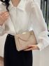 Geometric Pattern Square Bag White Chain Strap For Daily