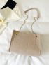 Geometric Pattern Square Bag White Chain Strap For Daily